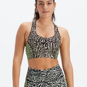 Fabletics On-The-Go Medium Impact Sports Bra Zebra Cheetah Print Medium